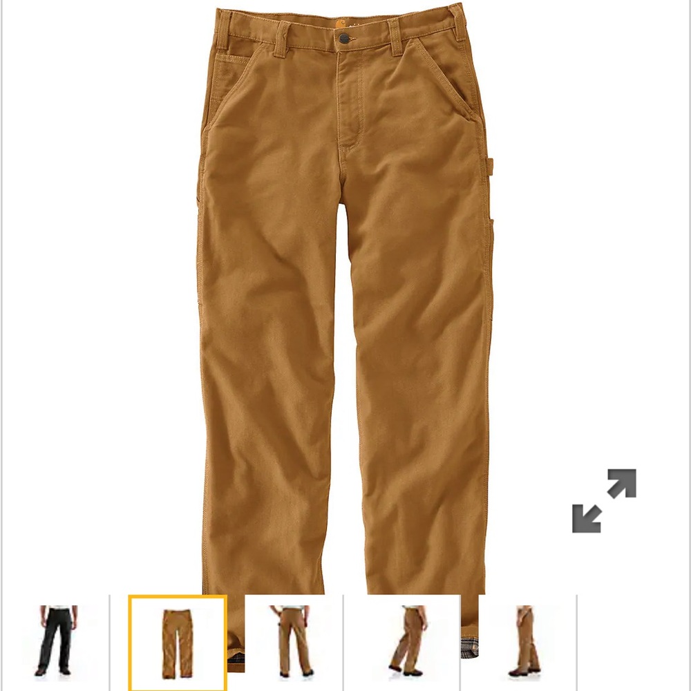 Carhartt Flannel-Lined Men's Tan Work Pants 30 30